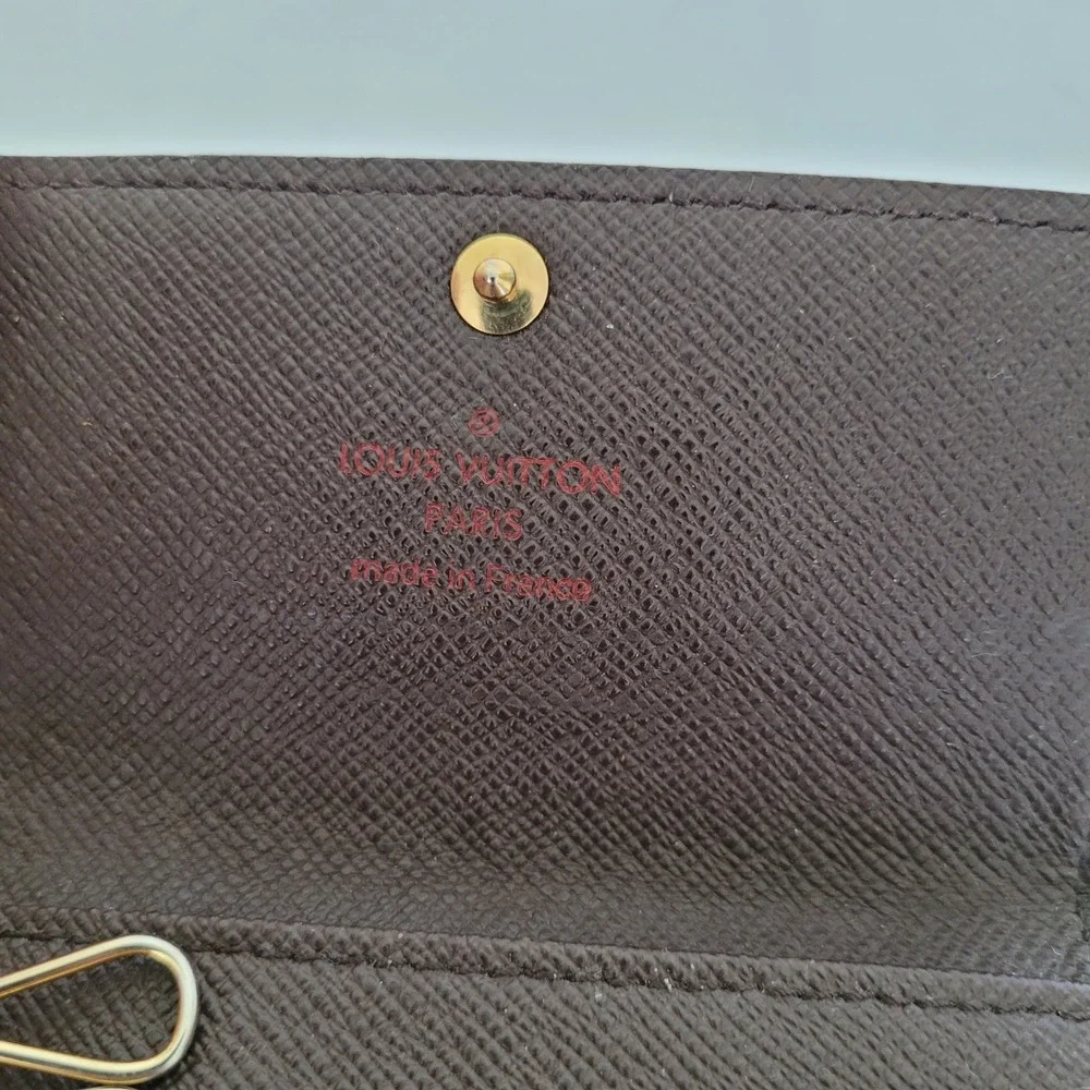 Louis Vuitton Damier Ebene 6 Key Holder Wallet Brown Canvas Made in France